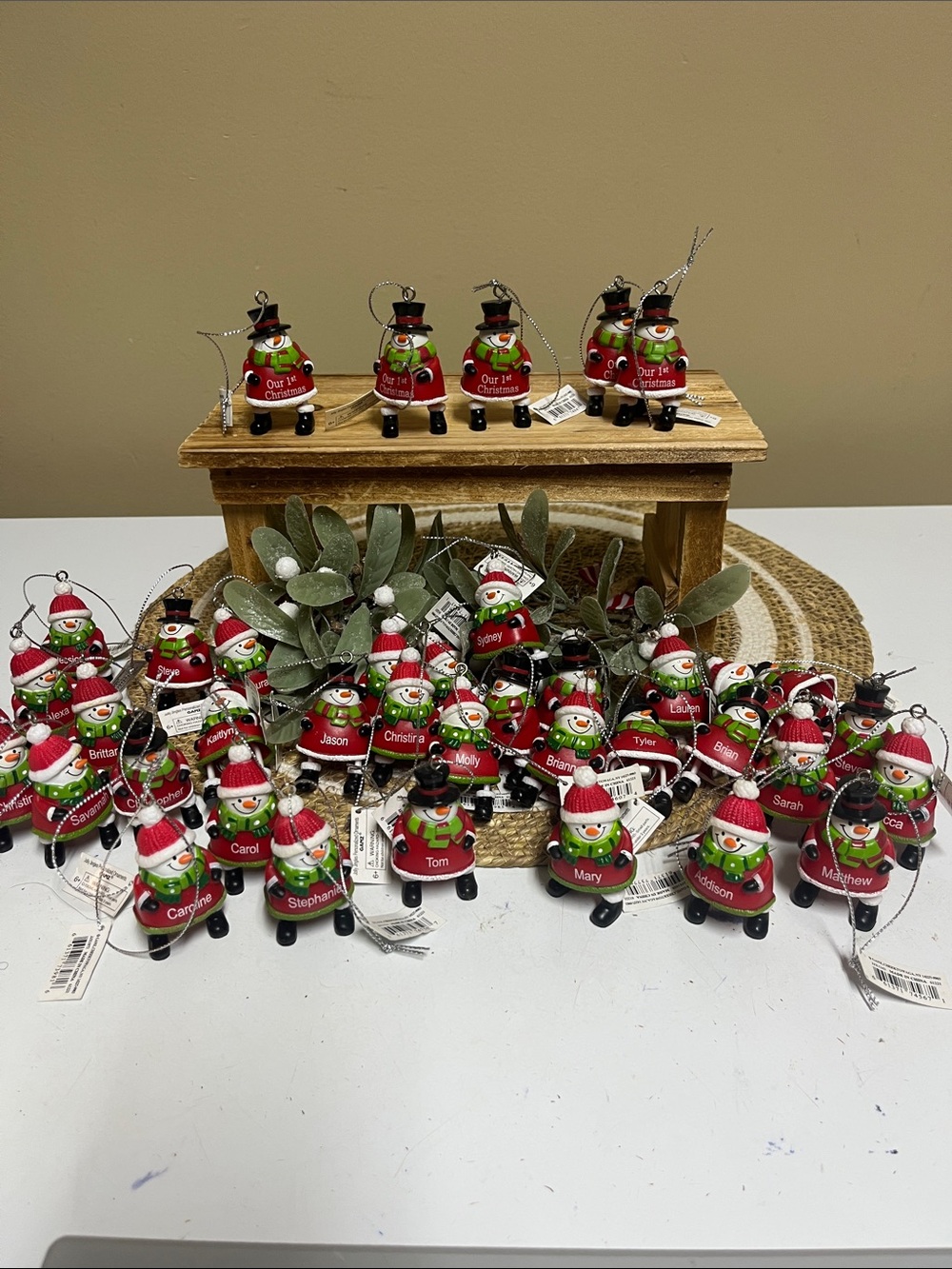 Ganz Personalized Snowman Jingle Bell Ornaments Bundle (39)